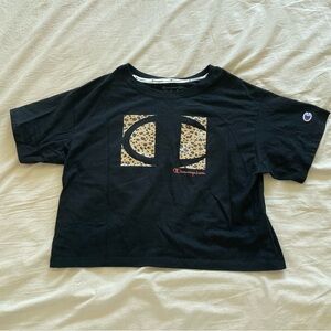 Champion cheetah/leopard crop tee